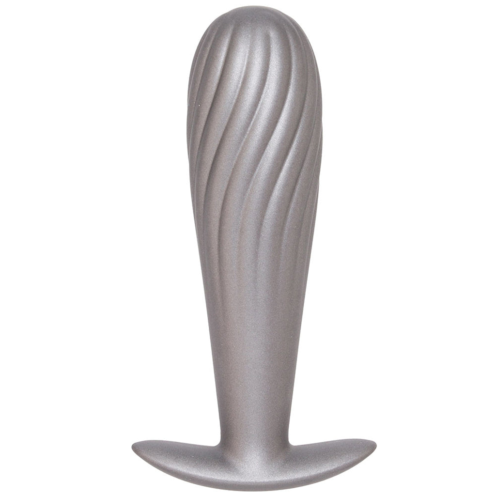 Ouch! Smooth Silicone Ribbed Butt Plug in Gun Metal Anal Sex Toys > Butt Plugs