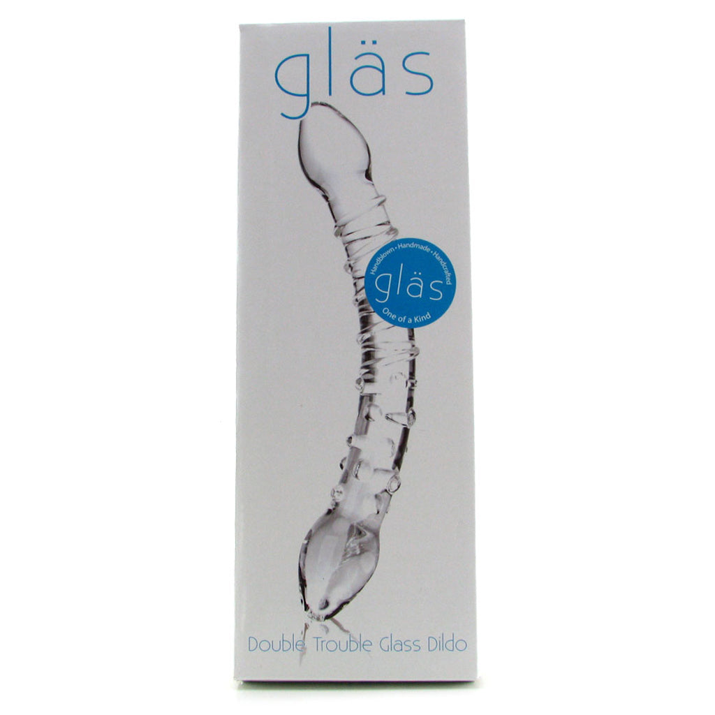 gläs Double Trouble Ridged Glass Dildo Dildo Sex Toys > Pyrex Glass Dildos