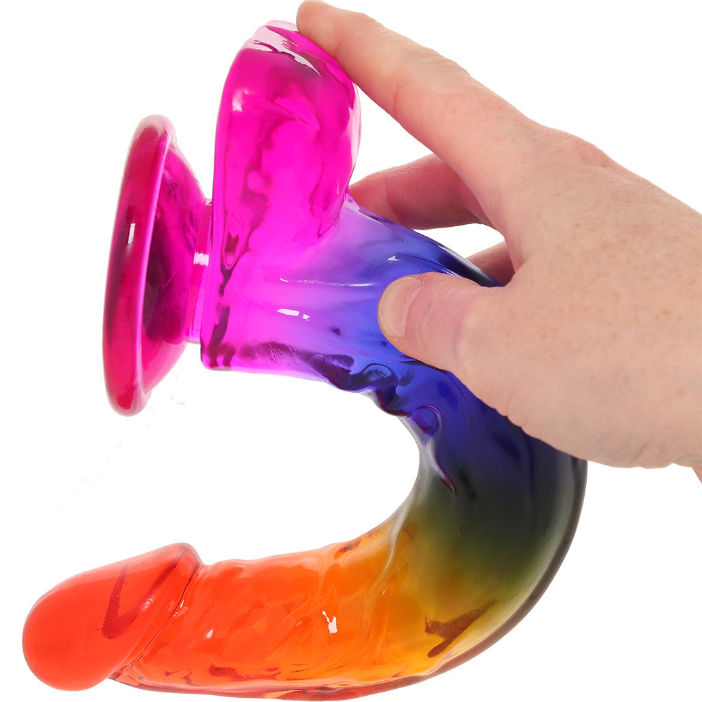 Crystal Jellies 9.5 Inch Cock & Balls Dildo in Rainbow Dildo Sex Toys > Realistic Dildos