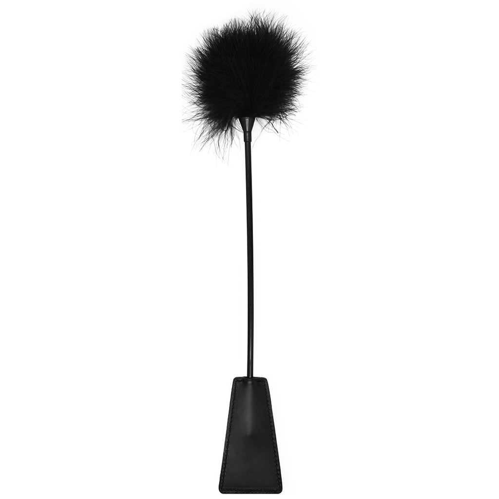 Black & White Crop with Feather Tickler Bondage and Fetish > Whips and Crops