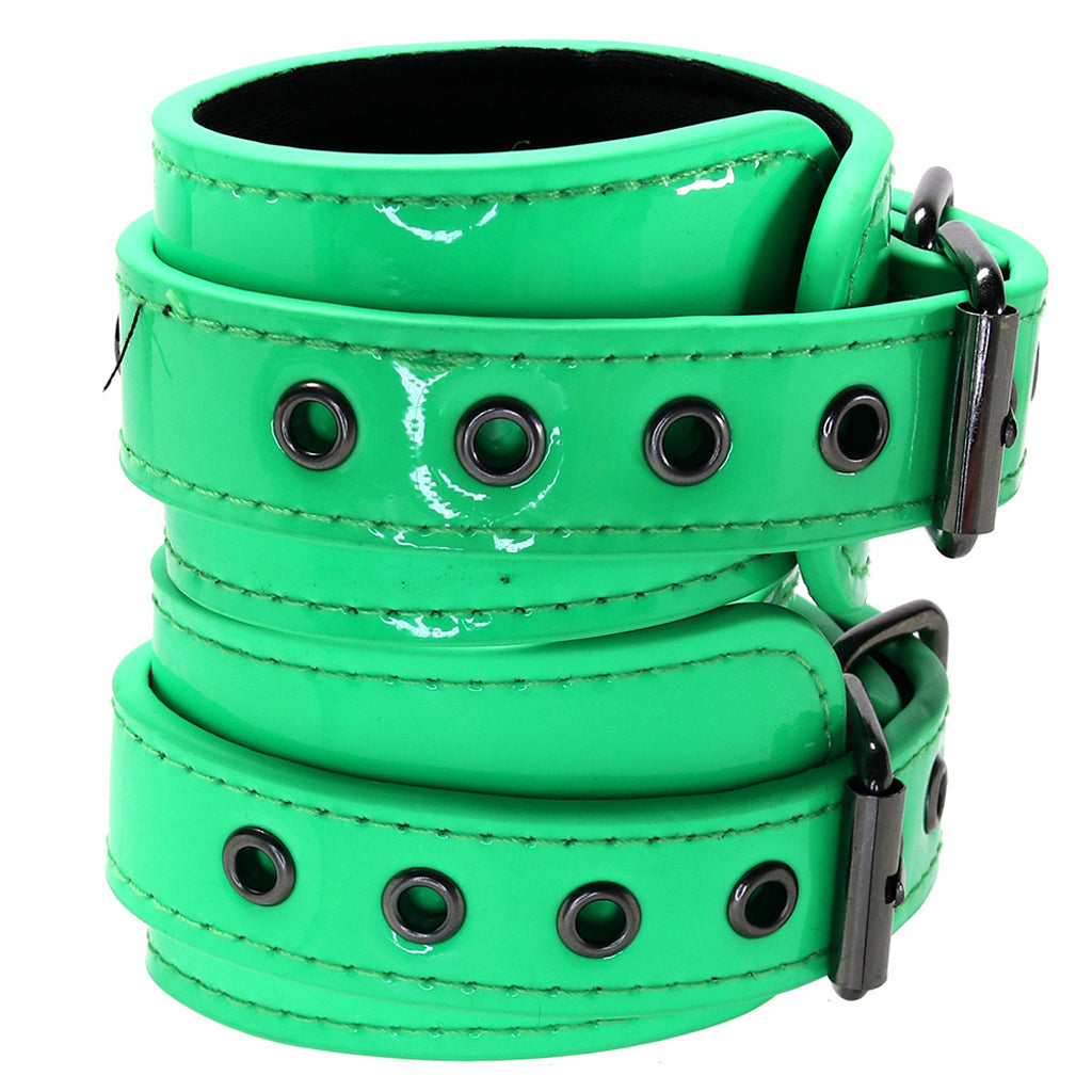 Electra Play Things Wrist Cuffs in Neon Green Bondage and Fetish > Wrist and Ankle Cuffs