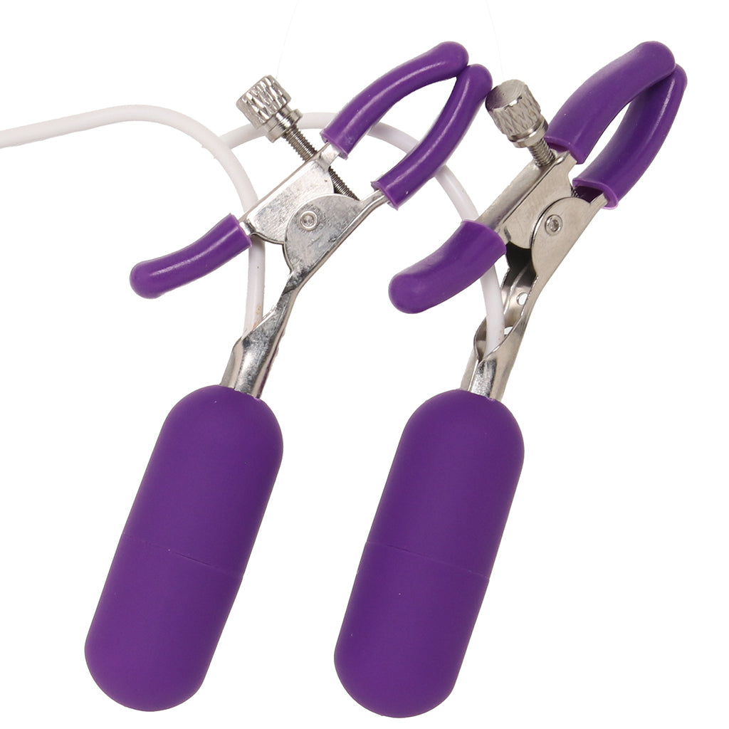 10 Function Vibrating Nipple Clamps in Purple Bondage and Fetish > Nipple Stimulators & Clamps