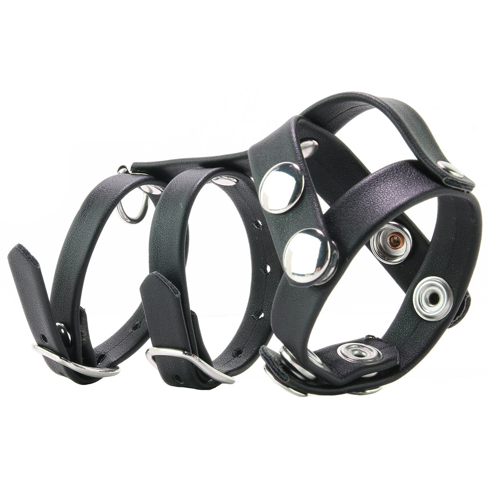 Blue Line Double Cock and Ball Strap with Leash Lead Bondage and Fetish > Cock and Ball Devices