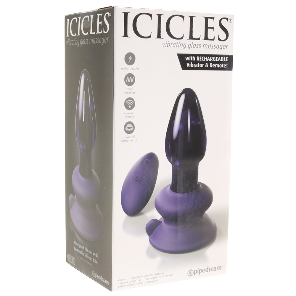 Icicles No.85 Vibrating Glass Plug in Purple Anal Sex Toys > Butt Plugs