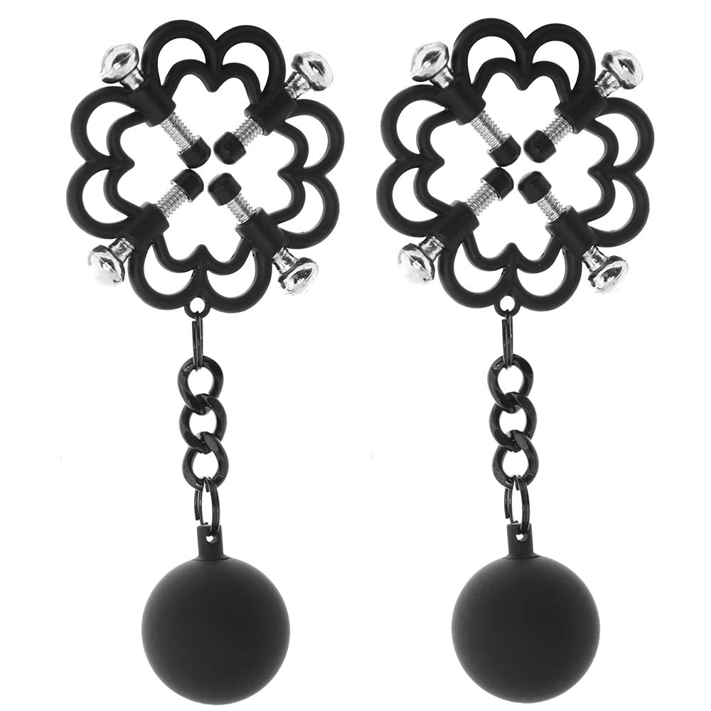 Nipple Grips 4-Point Weighted Nipple Press Clamps in Black Bondage and Fetish > Nipple Stimulators & Clamps