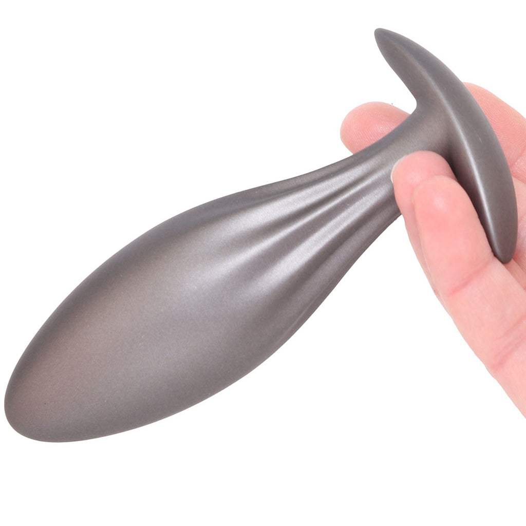 Ouch! Smooth Silicone Oval Butt Plug in Gun Metal Anal Sex Toys > Butt Plugs