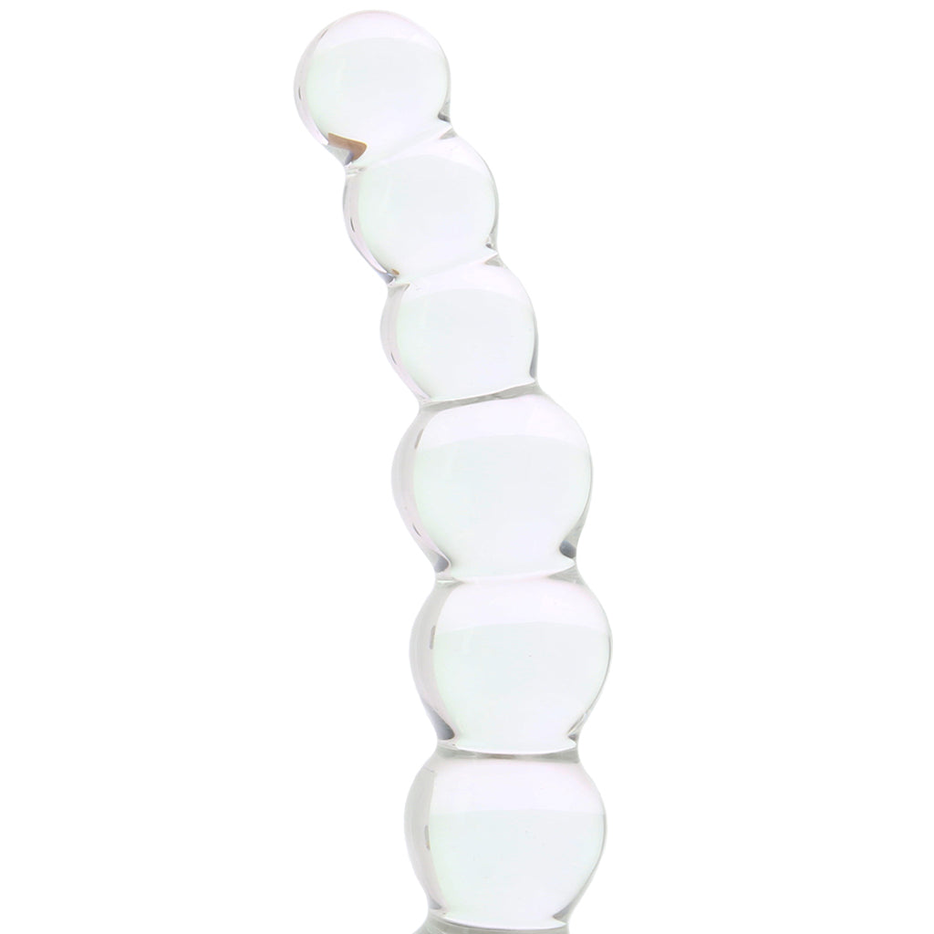 5 Inch Curved Glass Beaded Dildo Dildo Sex Toys > Non-Phallic Dildos