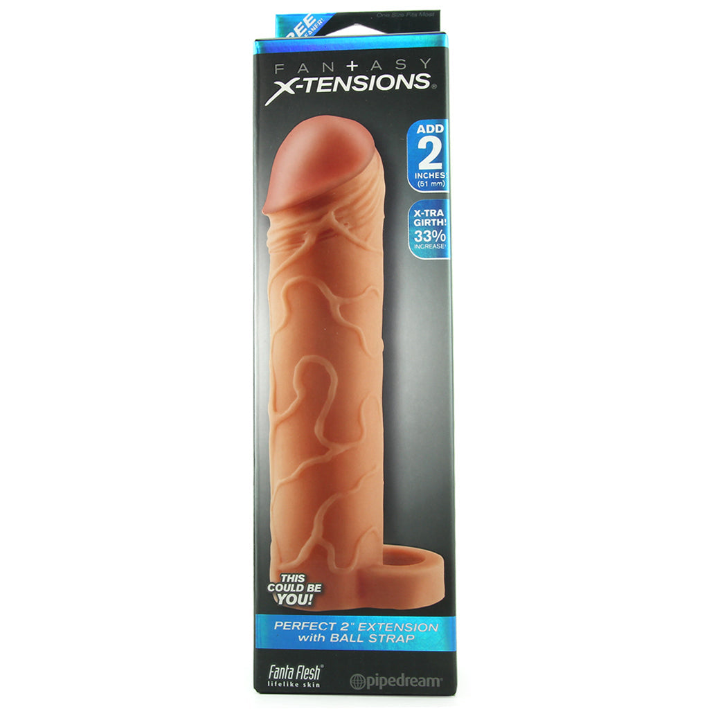 Perfect 2 Inch Extension with Ball Strap in White Male Enhancement > Extenders and Sleeves