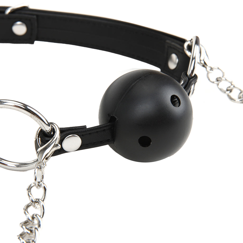 Breathable Ball Gag with Nipple Clamps Bondage and Fetish > Ball Gags & Mouth Restraints