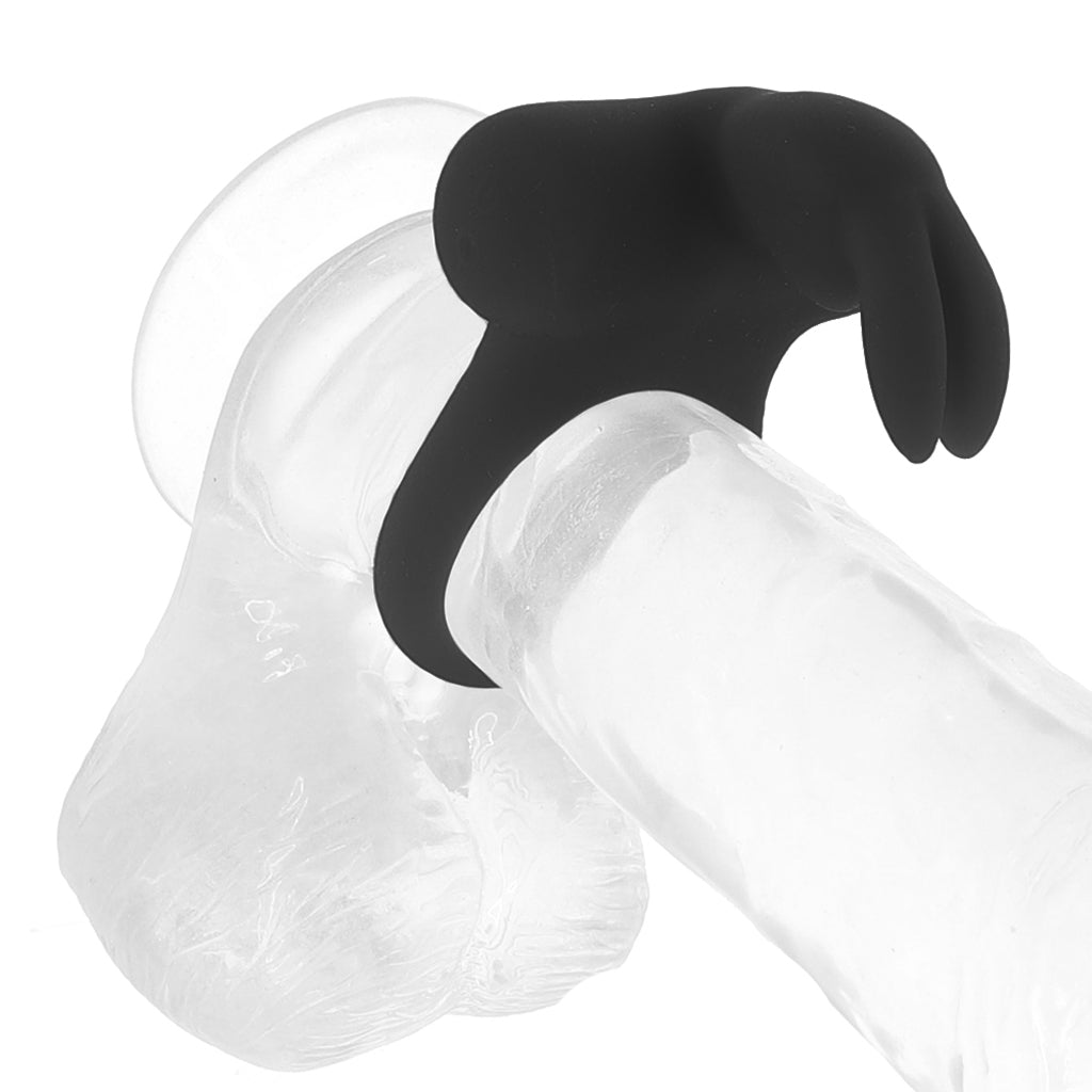 Frisky Bunny Vibrating Ring in Black Pearl Cock Rings