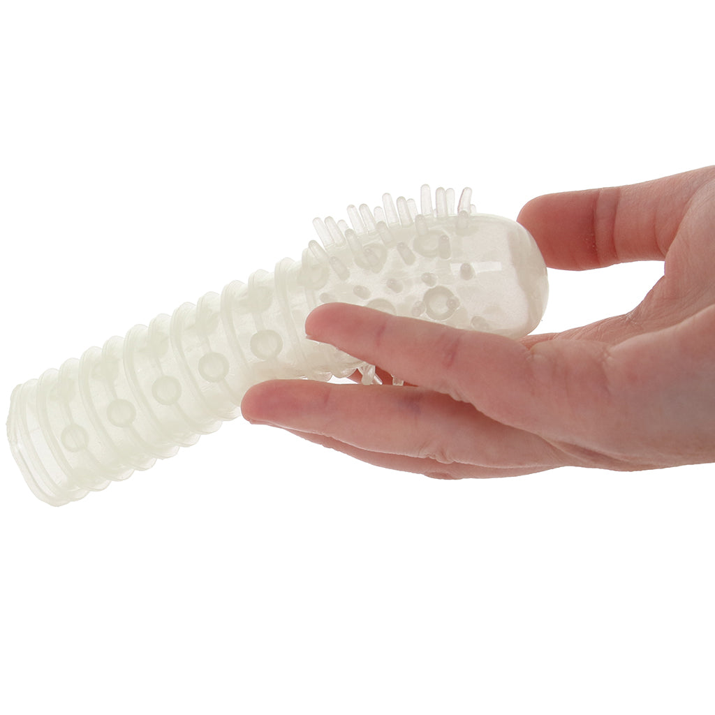 Textured Reversable Pleasure Sleeve in Glow-In-The-Dark Male Enhancement > Extenders and Sleeves