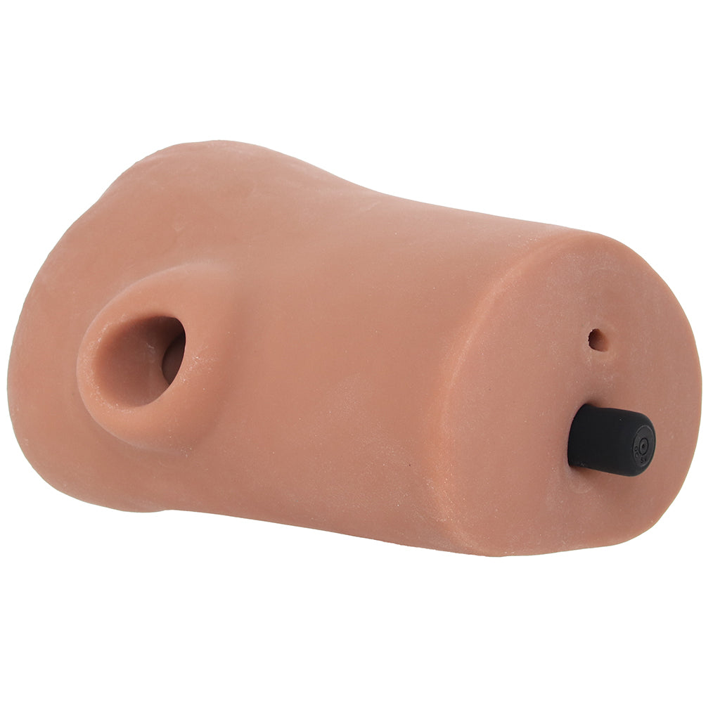 PDX Double Pounder Vibrating Squeeze Stroker in Brown