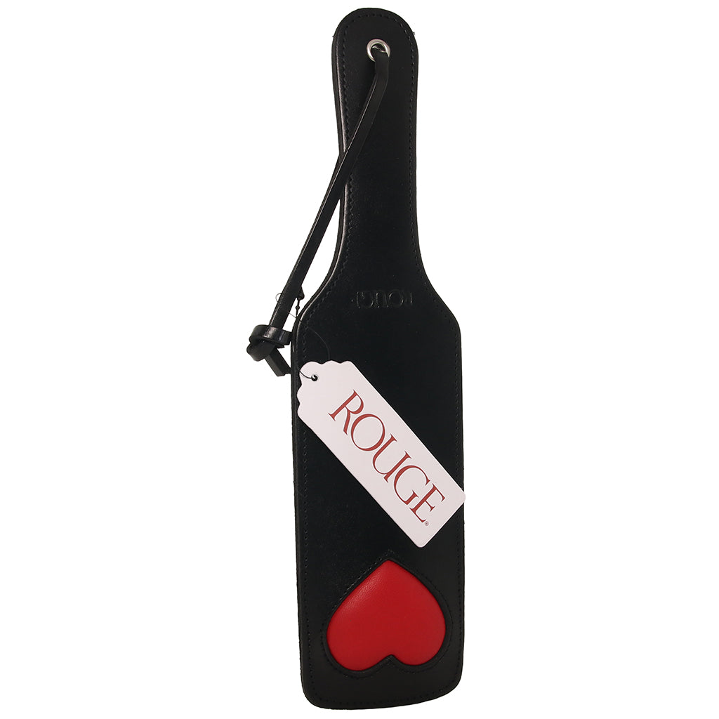 Black Leather Red Heart Paddle Bondage and Fetish > Whips and Crops