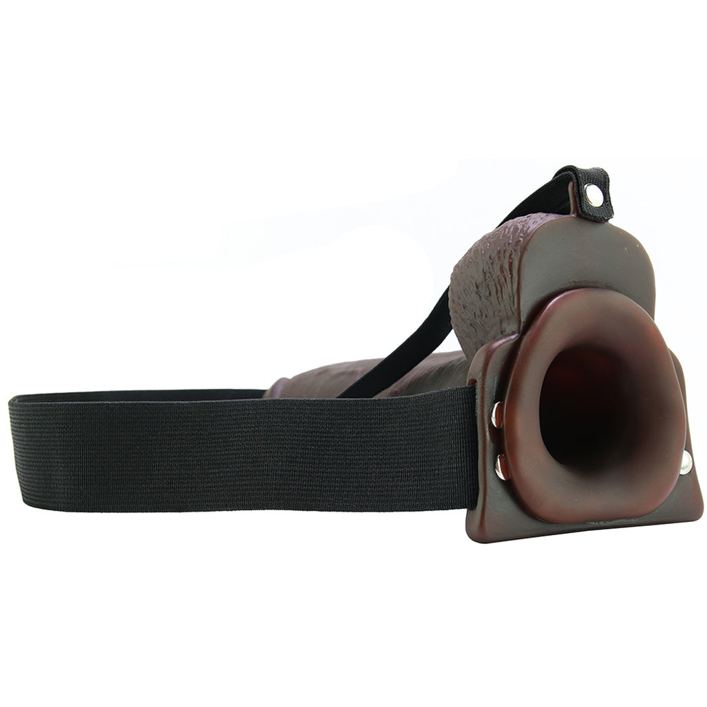 9 Inch Hollow Squirting Strap-On with Balls in Brown Dildo Sex Toys > Strap-On and Harnesses