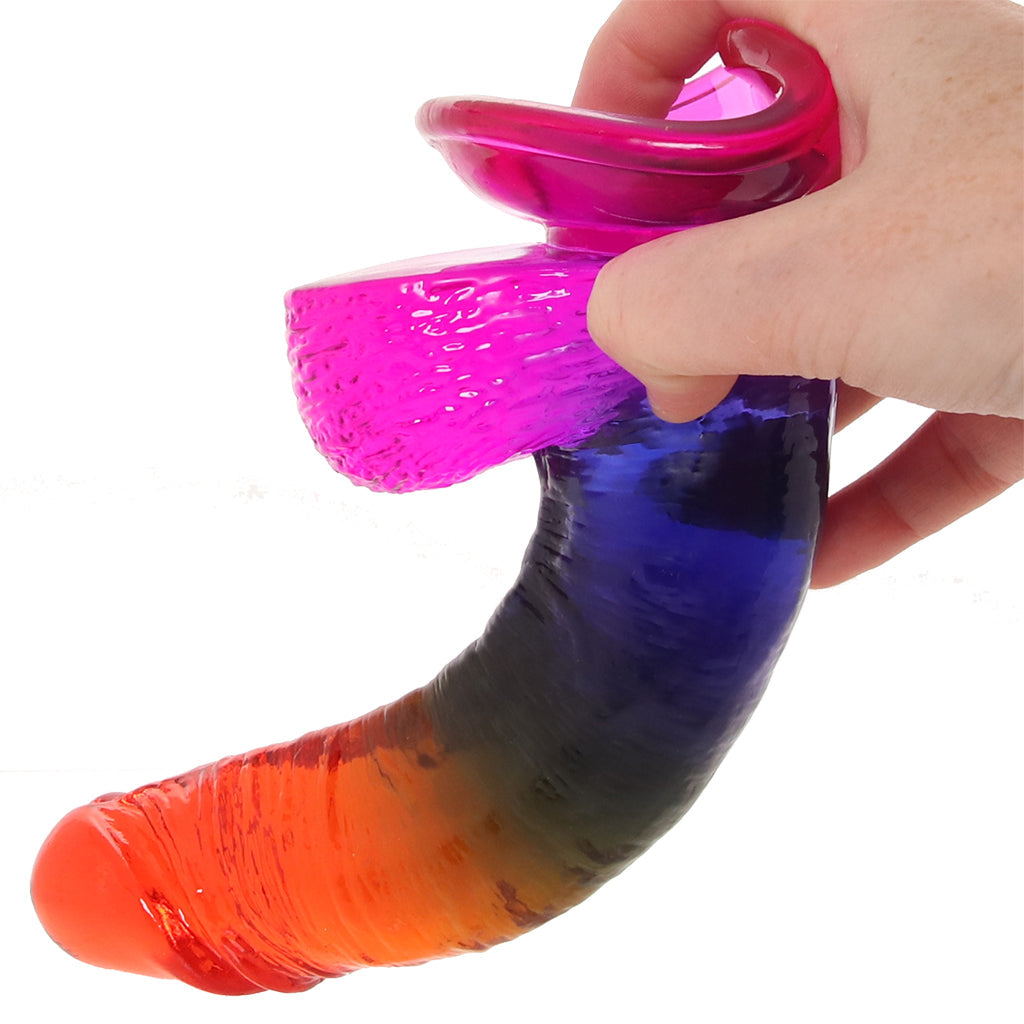 Crystal Jellies 8.5 Inch Cock & Balls Dildo in Rainbow Dildo Sex Toys > Realistic Dildos