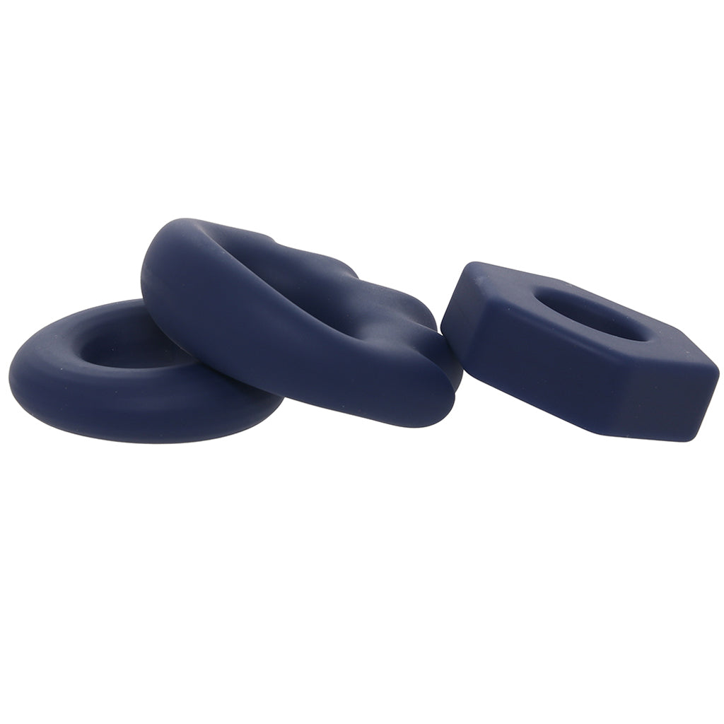 Lonzo Liquid Silicone Ring Set in Navy Blue Cock Rings