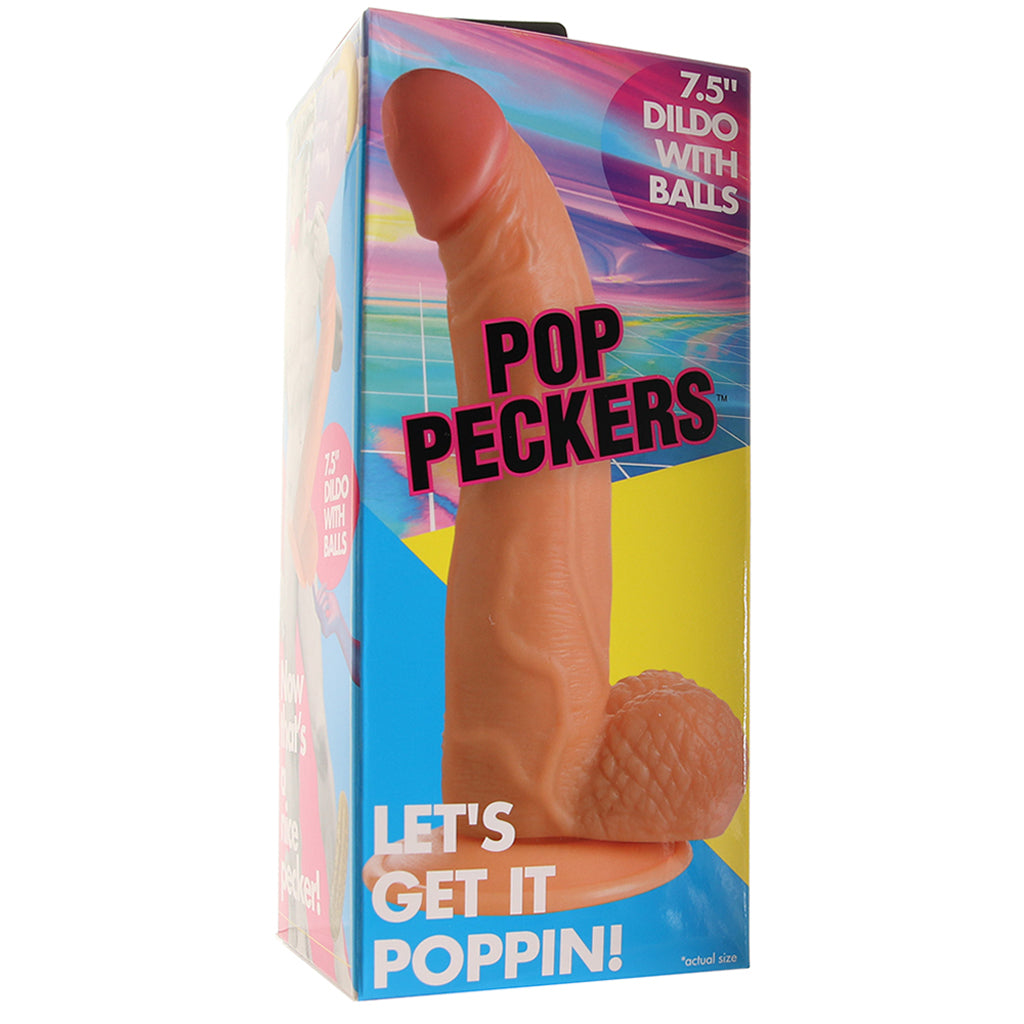 Pop Peckers 7.5 Inch Ballsy Dildo in Light Dildo Sex Toys > Realistic Dildos