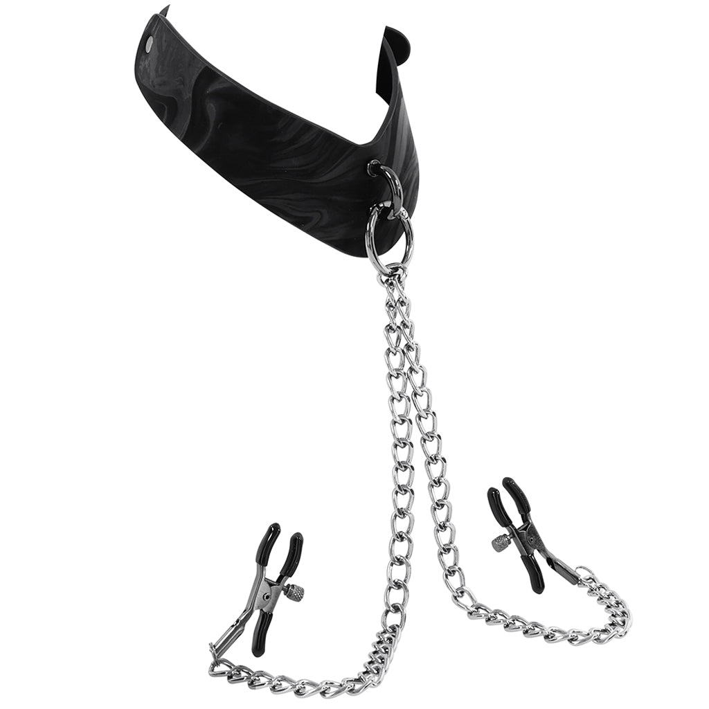 Velvet Noir Collar & Removable Clamps Bondage and Fetish > Leashes and Collars