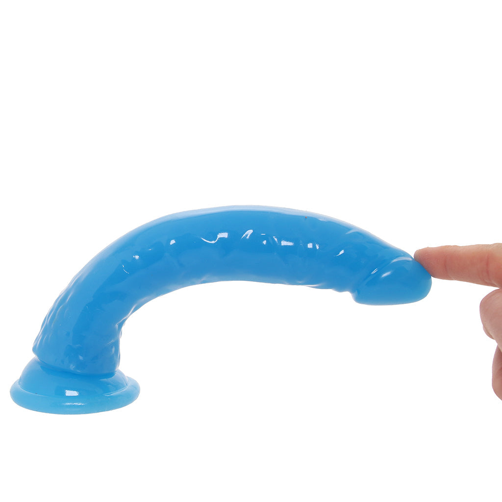 RealRock 8 Inch Glow-in-the-Dark Slim Dildo in Blue Dildo Sex Toys > Realistic Dildos