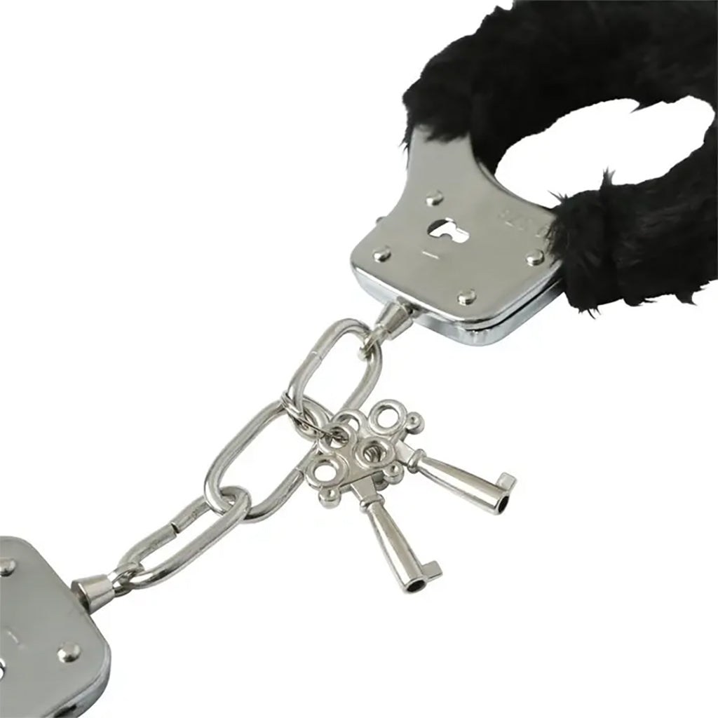 Black Furry Hand Cuffs Bondage and Fetish > Wrist and Ankle Cuffs