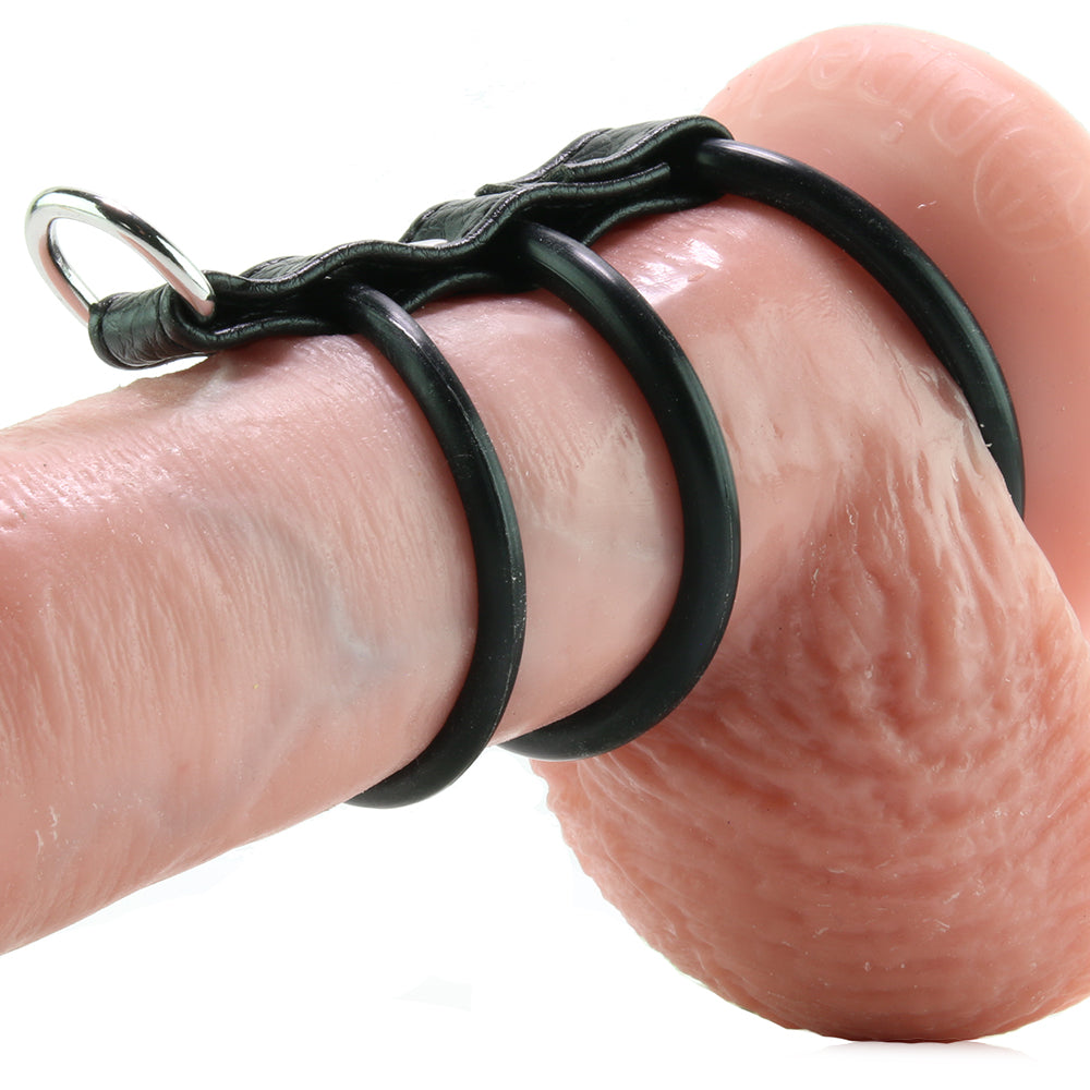 Blue Line 3 Ring Silicone Gates of Hell with Leash Lead Bondage and Fetish > Cock and Ball Devices