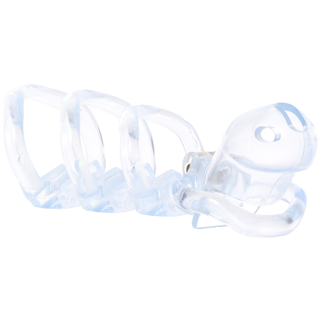 Lockmaster 3.5 Inch Side Lock Resin Cock Cage in Clear Bondage and Fetish > Cock and Ball Devices