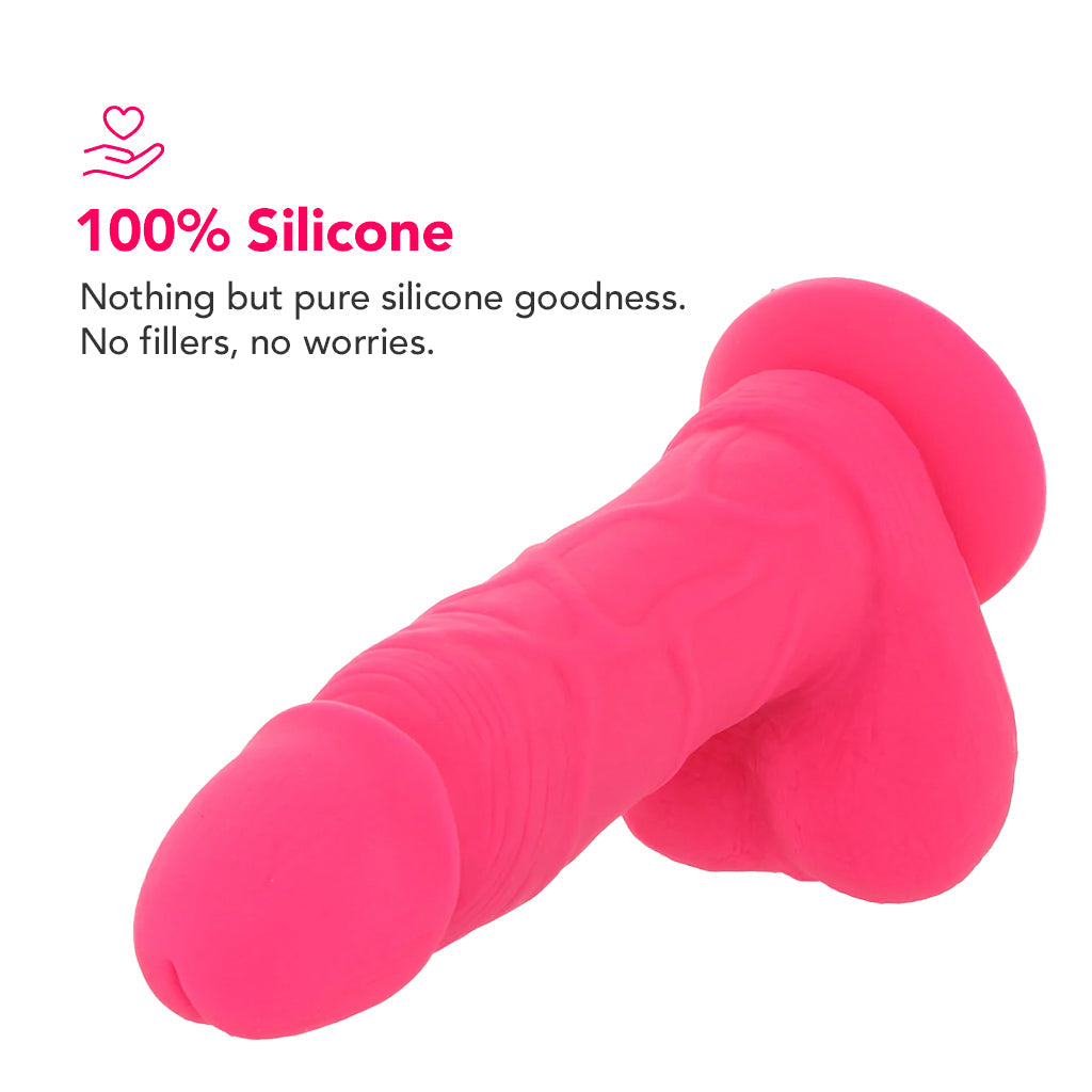 PinkCherry 7 Inch Pink Silicone Ballsy Dildo Dildo Sex Toys > Realistic Dildos