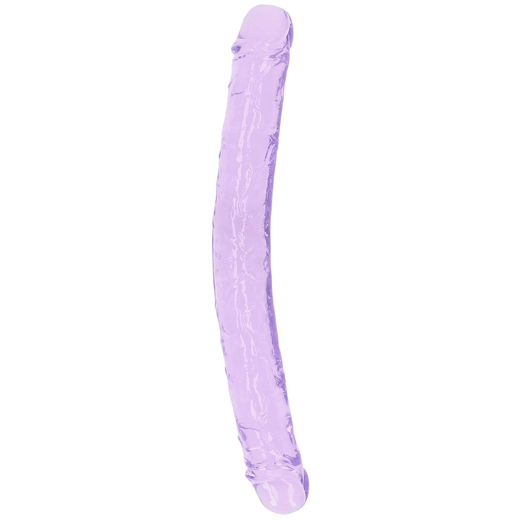RealRock Crystal Clear Jelly 13 Inch Double Dildo in Purple Dildo Sex Toys > Double Ended Dildos