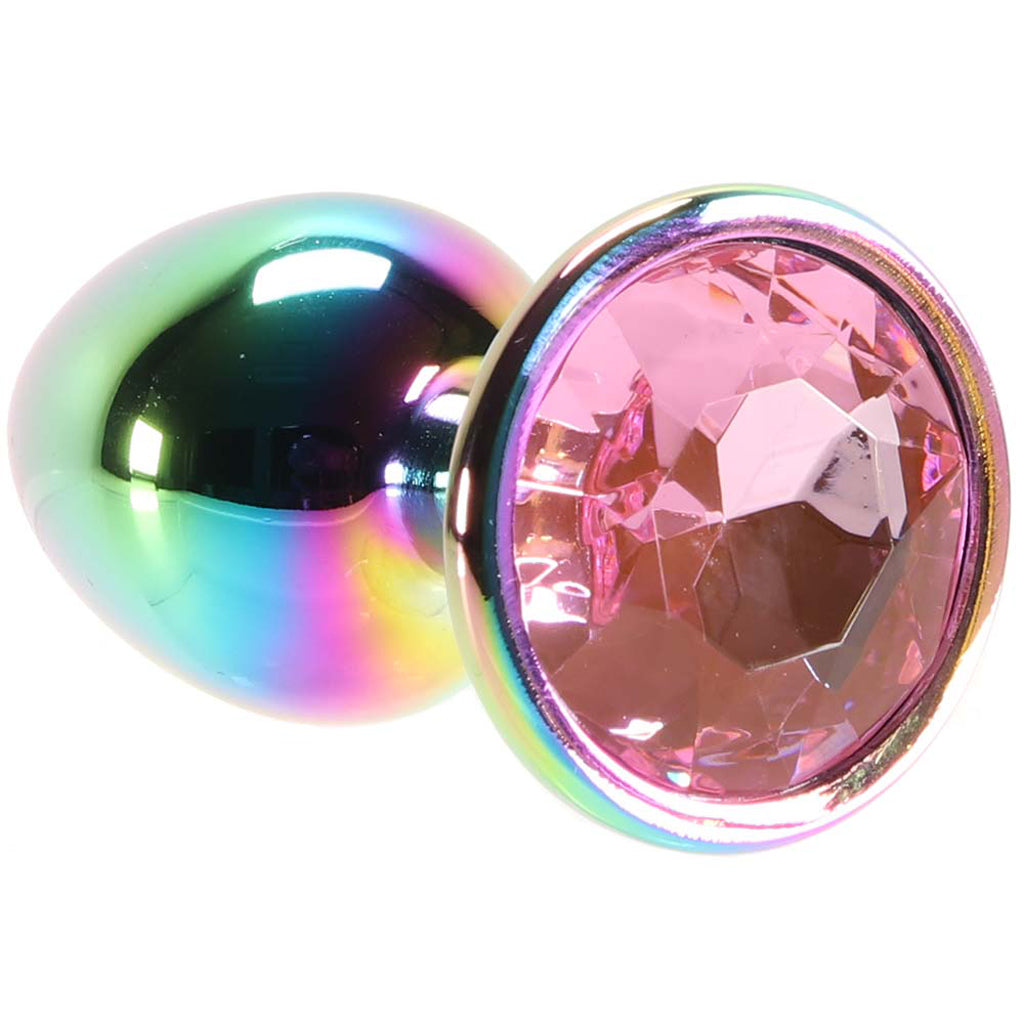 Small Aluminum Plug with Pink Gem in Multicolor Anal Sex Toys > Butt Plugs