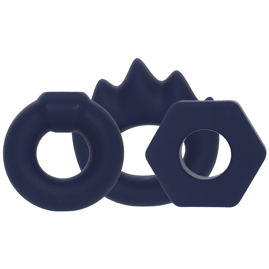 Lonzo Liquid Silicone Ring Set in Navy Blue Cock Rings