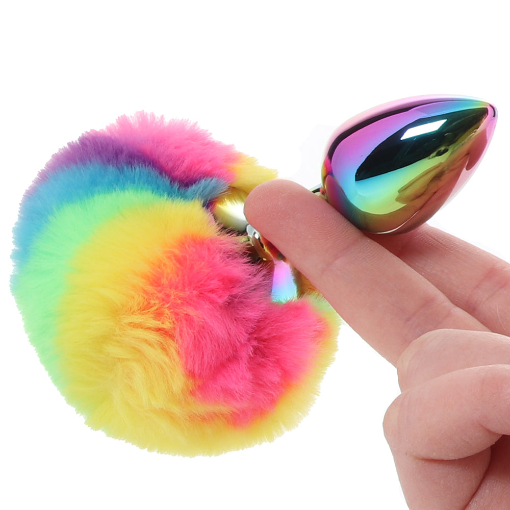 Gemsations 3 Inch Bunny Tail Butt Plug in Rainbow Anal Sex Toys > Butt Plugs