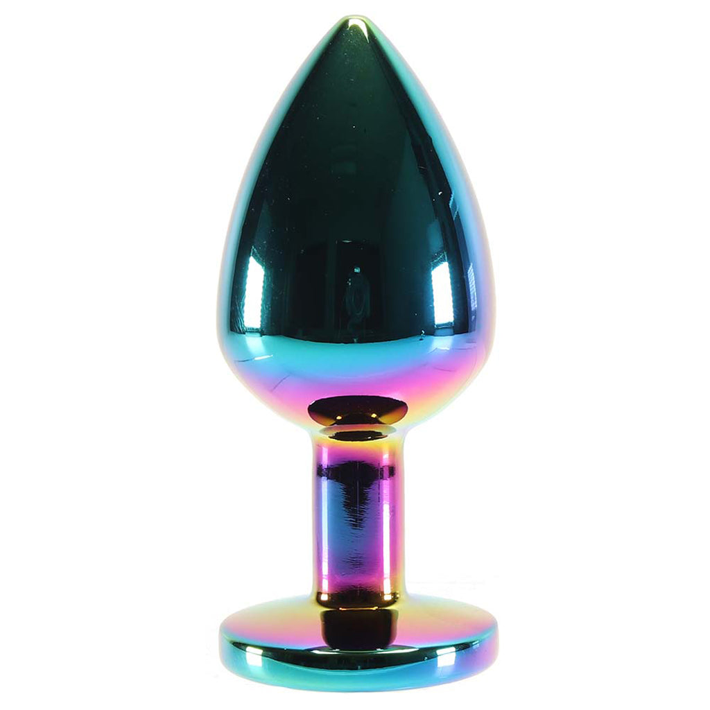 Medium Aluminum Plug with Rainbow Gem in Multicolor Anal Sex Toys > Butt Plugs