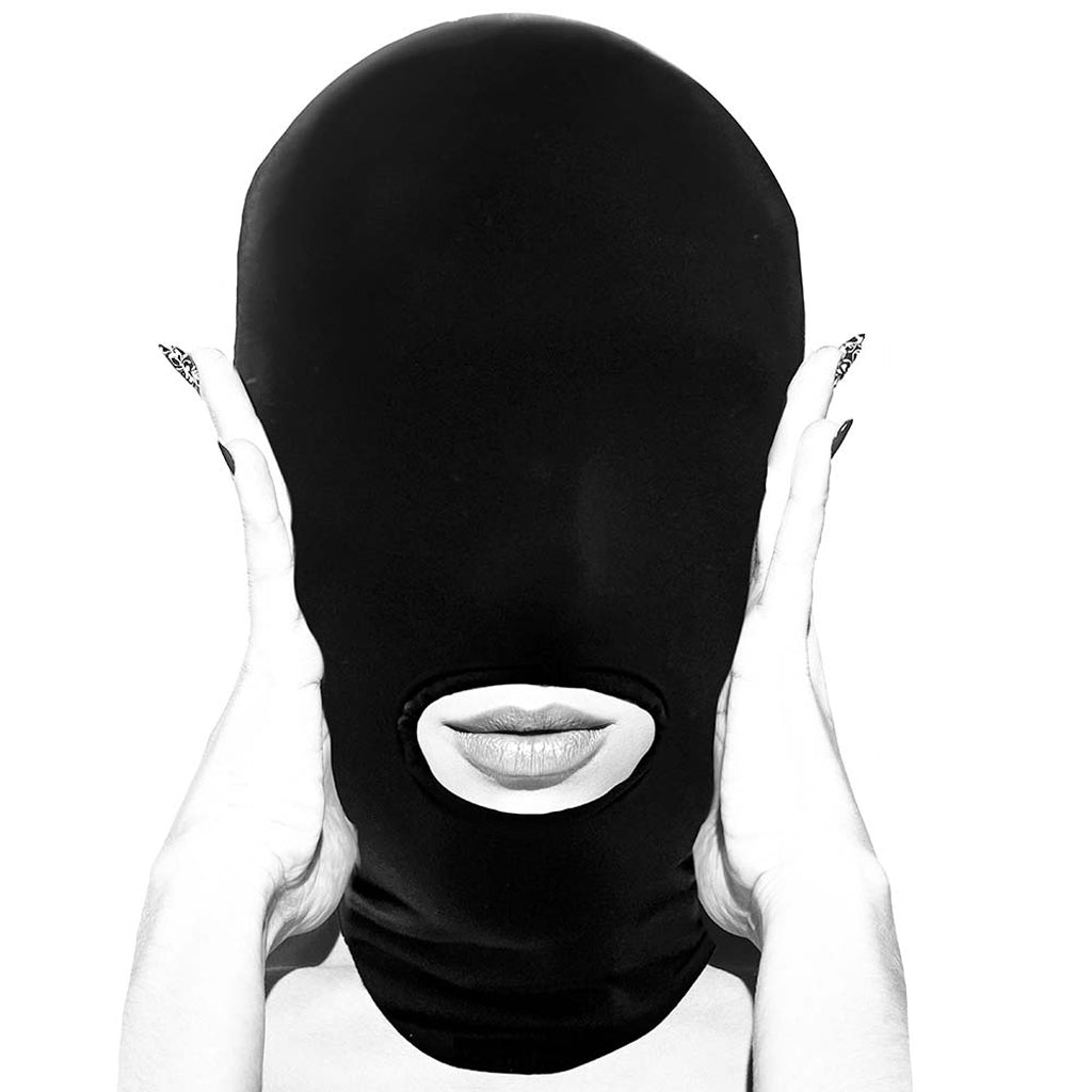 Black & White Open Mouth Submission Mask Bondage and Fetish > Pleasure Masks and Dress Up Play