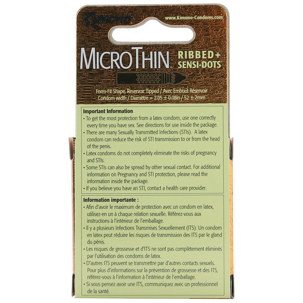 Kimono MicroThin Ribbed & Sensi-Dots in 3 Pack Condoms
