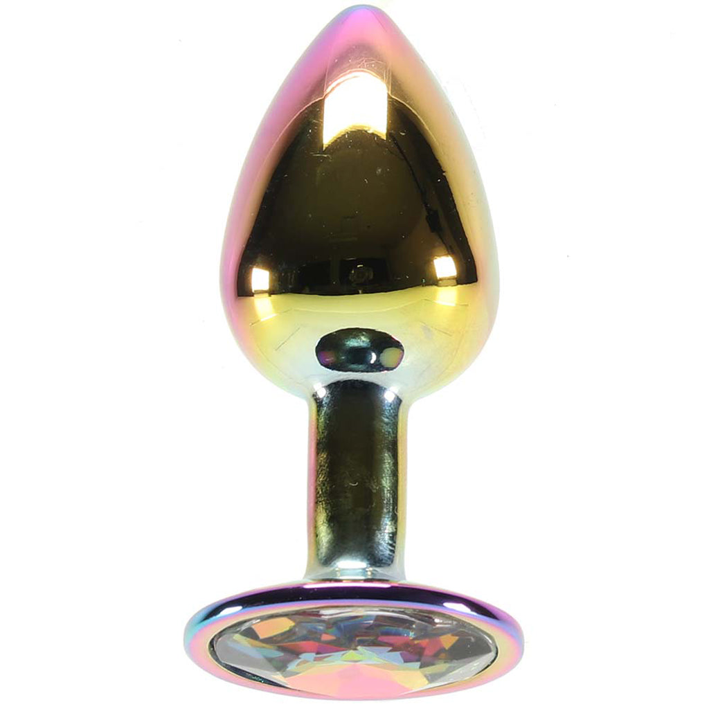 Small Aluminum Plug with Rainbow Gem in Multicolor Anal Sex Toys > Butt Plugs
