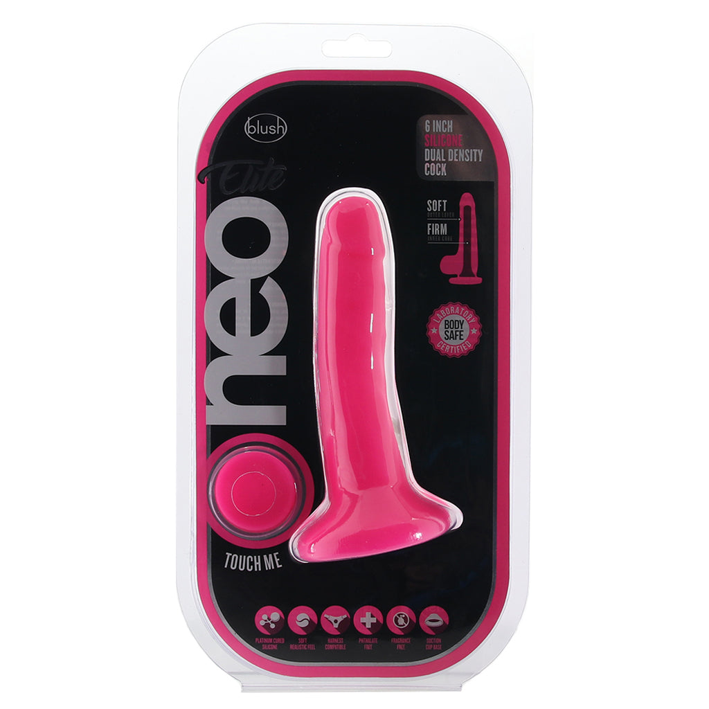 Neo Elite 6 Inch Silicone Dual Density Cock in Pink Dildo Sex Toys > Realistic Dildos