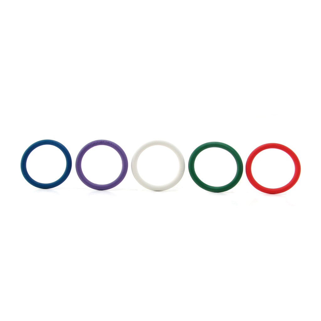 Rubber 1.25 Inch C-Ring 5 Pack in Rainbow Cock Rings