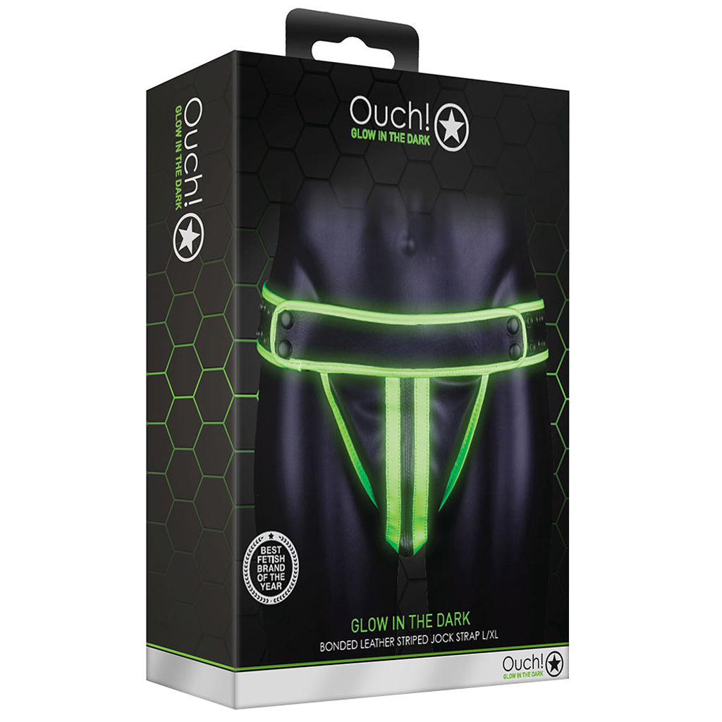 Ouch! Glow In The Dark Striped Jock Strap /XL Bondage and Fetish > Men's Bondage Wear
