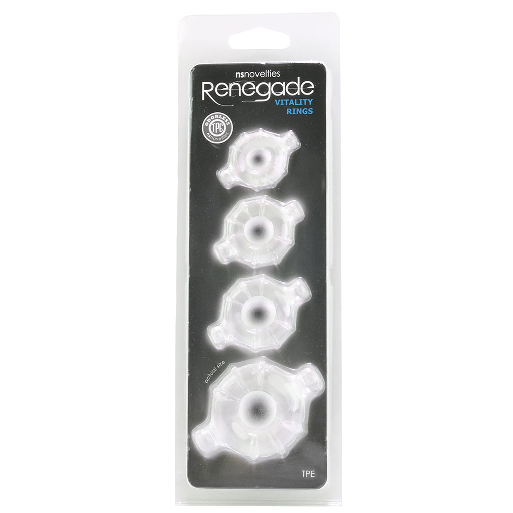 Renegade Vitality Cock Ring 4 Pack in Clear Cock Rings