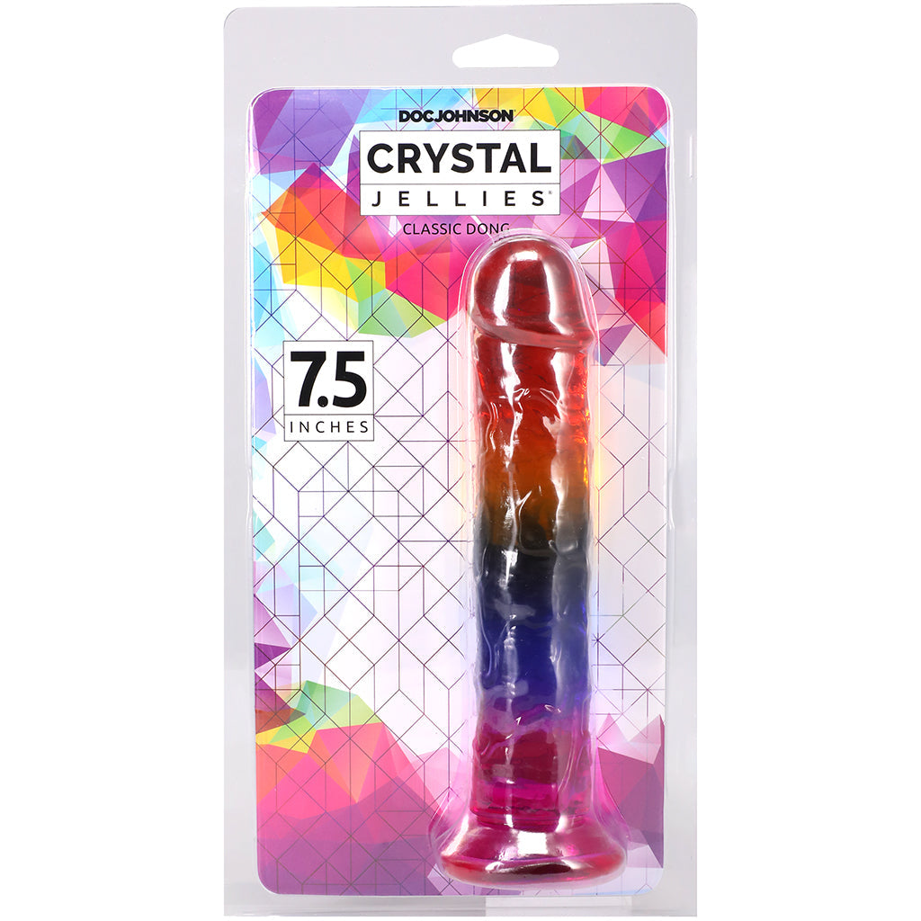 Crystal Jellies 7.5 Inch Classic Dildo in Rainbow Dildo Sex Toys > Realistic Dildos