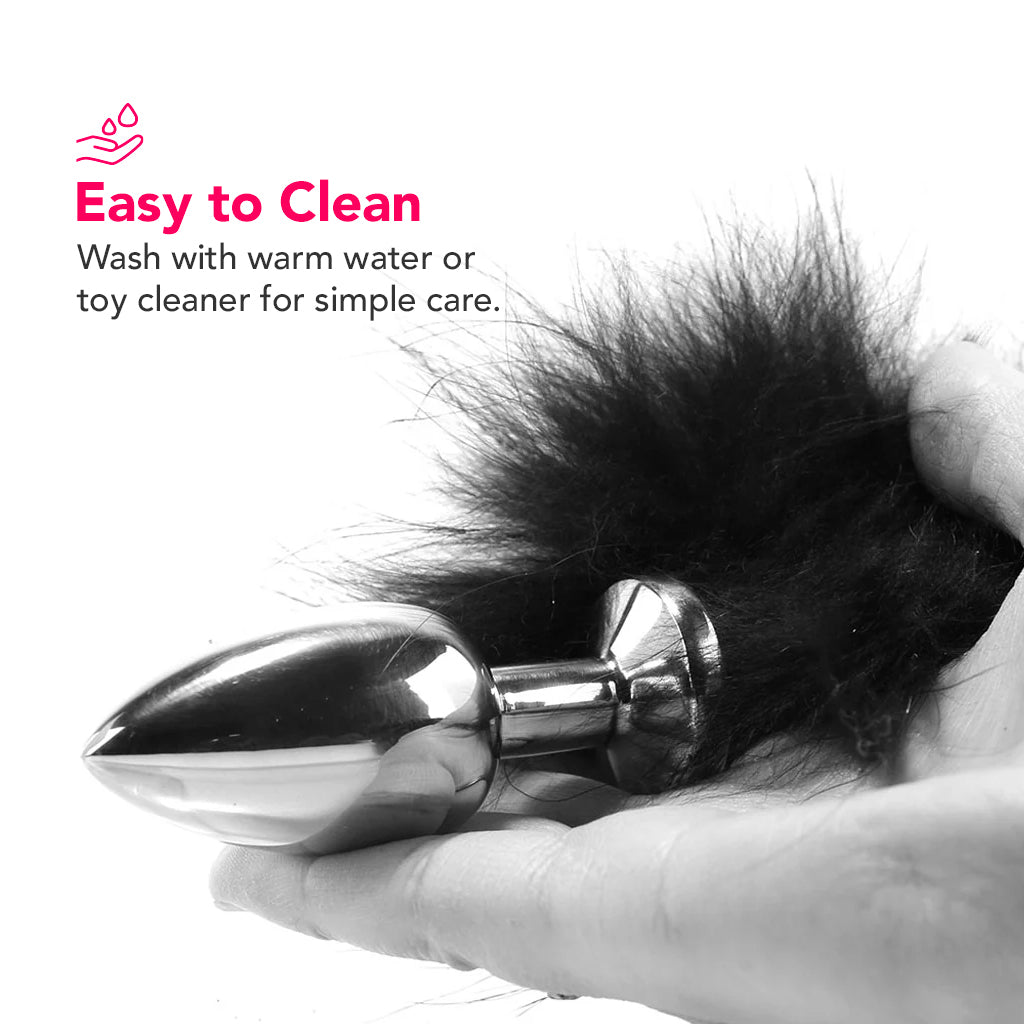 Stainless Steel Butt Plug with Fur Tail Anal Sex Toys > Butt Plugs