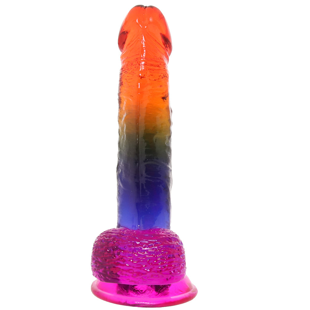 Crystal Jellies 8.5 Inch Cock & Balls Dildo in Rainbow Dildo Sex Toys > Realistic Dildos