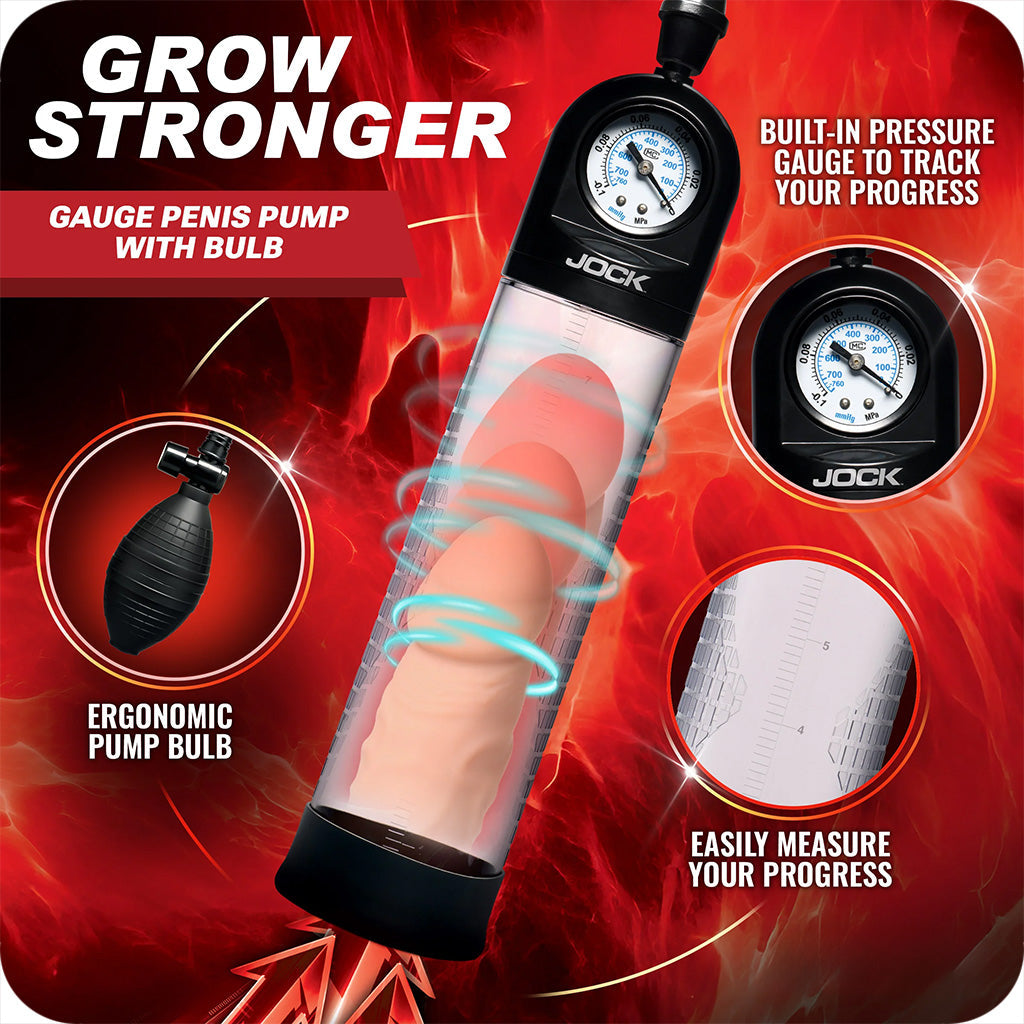 Jock Pump Up Bulb Penis Pump with Pressure Gauge Male Enhancement > Penis Pumps