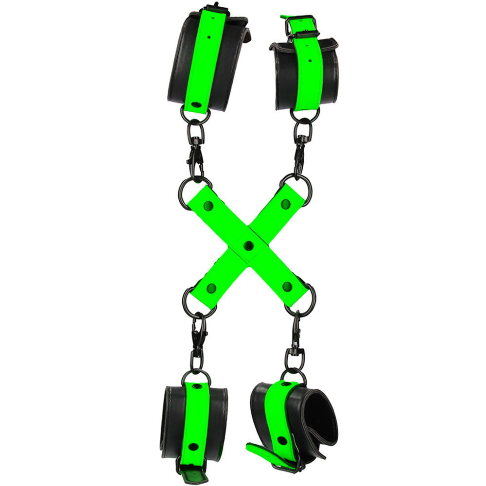 Ouch! Glow In The Dark Hand & Ankle Cuffs with Hogtie Bondage and Fetish > Wrist and Ankle Cuffs