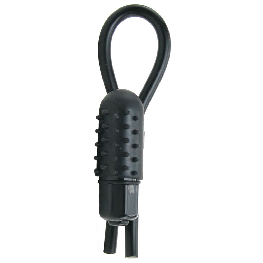Vibrating Silicone Stud Lasso in Black Cock Rings