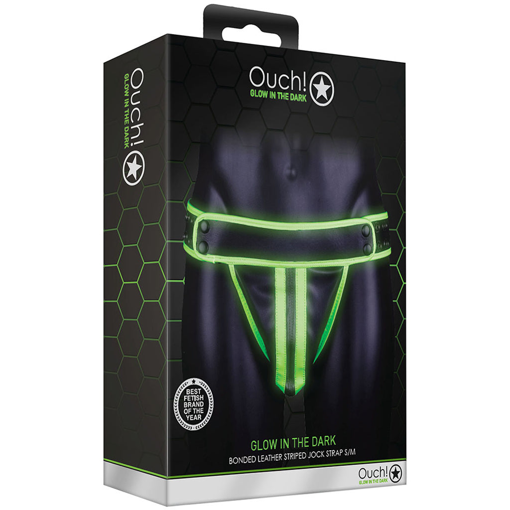 Ouch! Glow In The Dark Striped Jock Strap /M Bondage and Fetish > Men's Bondage Wear
