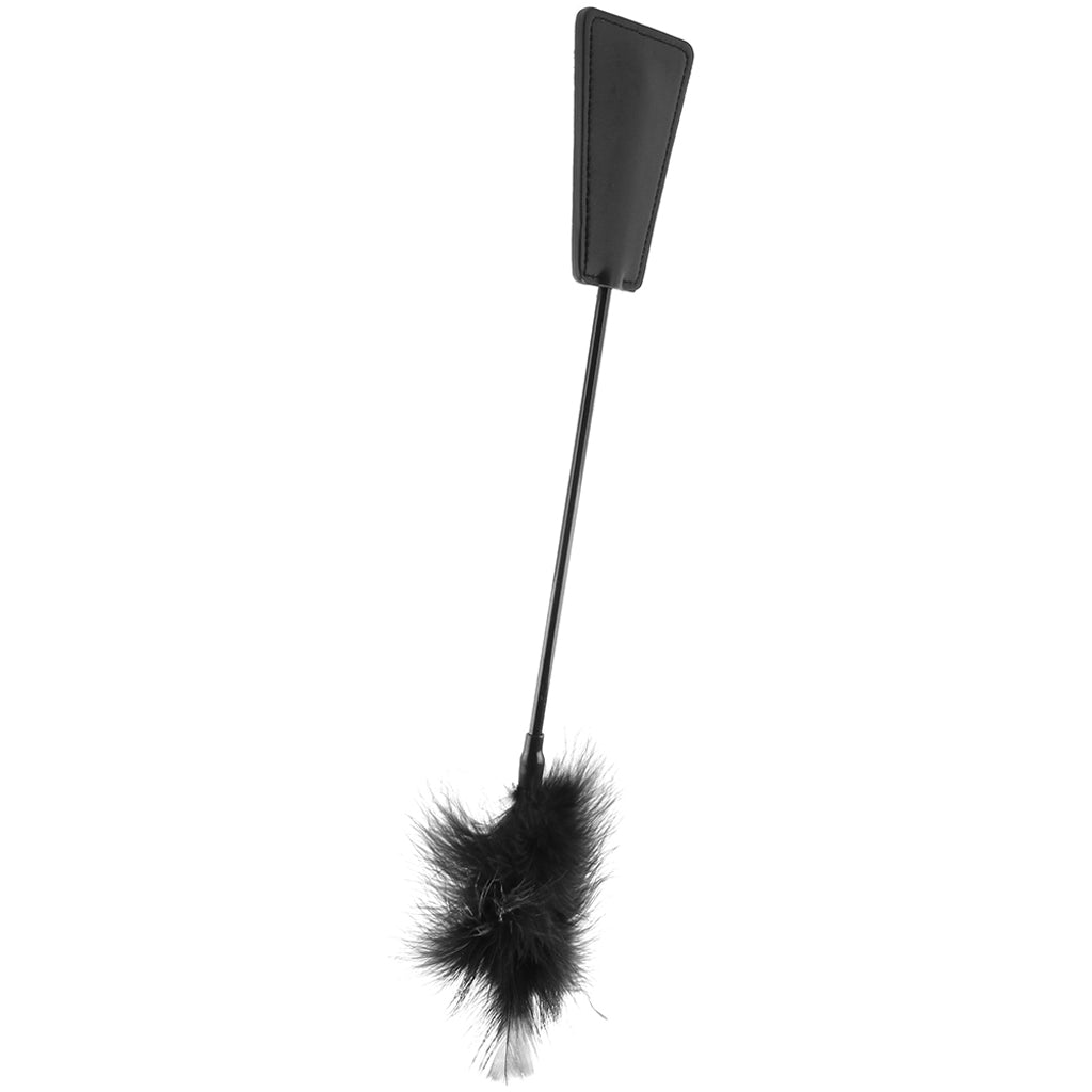 Black & White Crop with Feather Tickler Bondage and Fetish > Whips and Crops