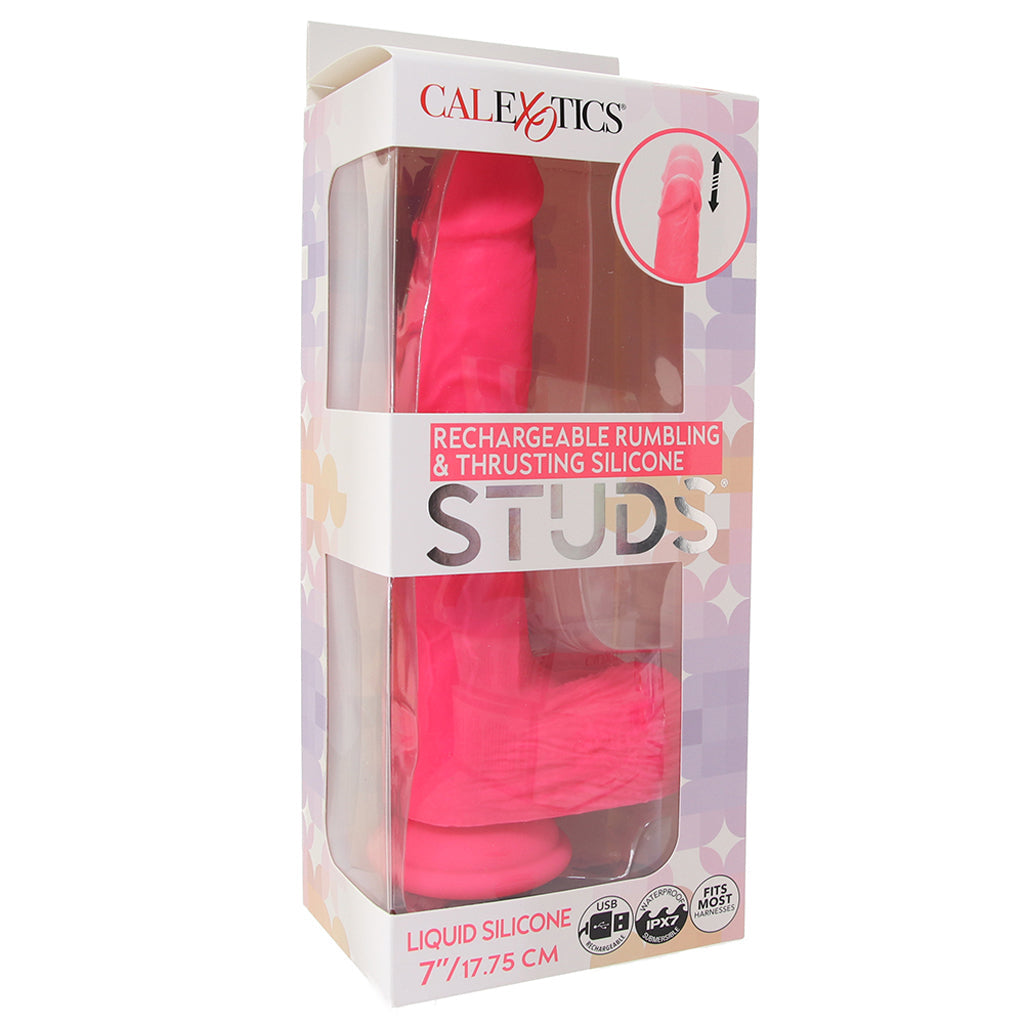 Studs Rumbling & Thrusting Vibe in Pink Vibrators > Rechargeable Vibrators