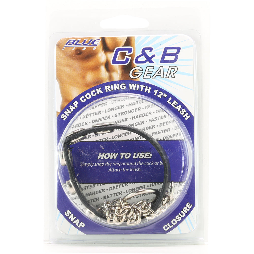 Blue Line Snap Cock Ring with Leash Bondage and Fetish > Cock and Ball Devices