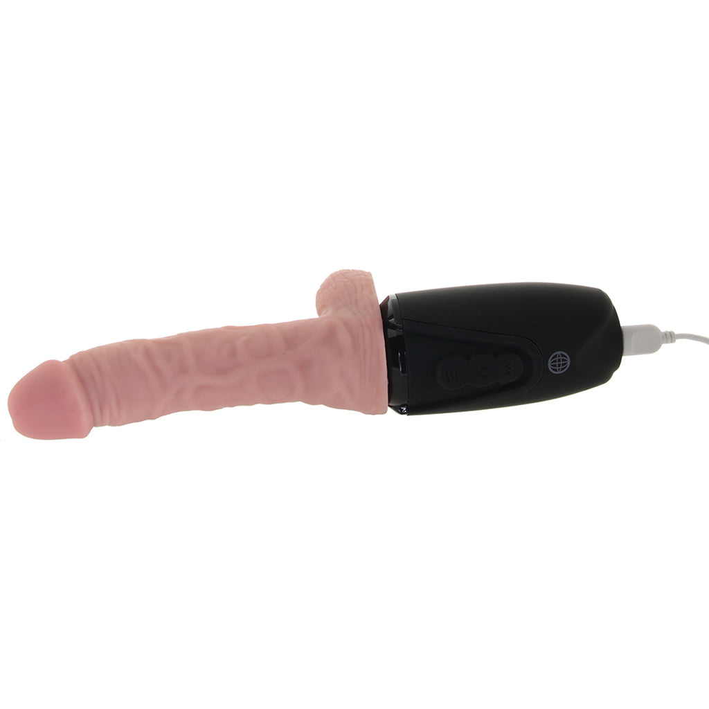King Cock Triple Threat 6.5 Inch Thrusting Cock in White Vibrators > Realistic Vibrator Dildos